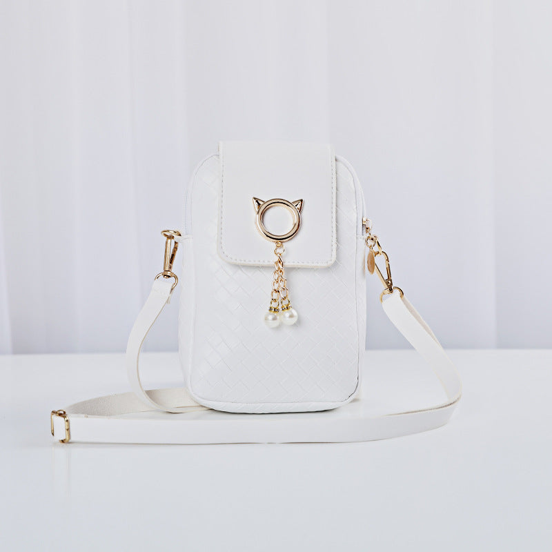 Women's Korean Style Trendy Woven Fashionable Mobile Phone Bags