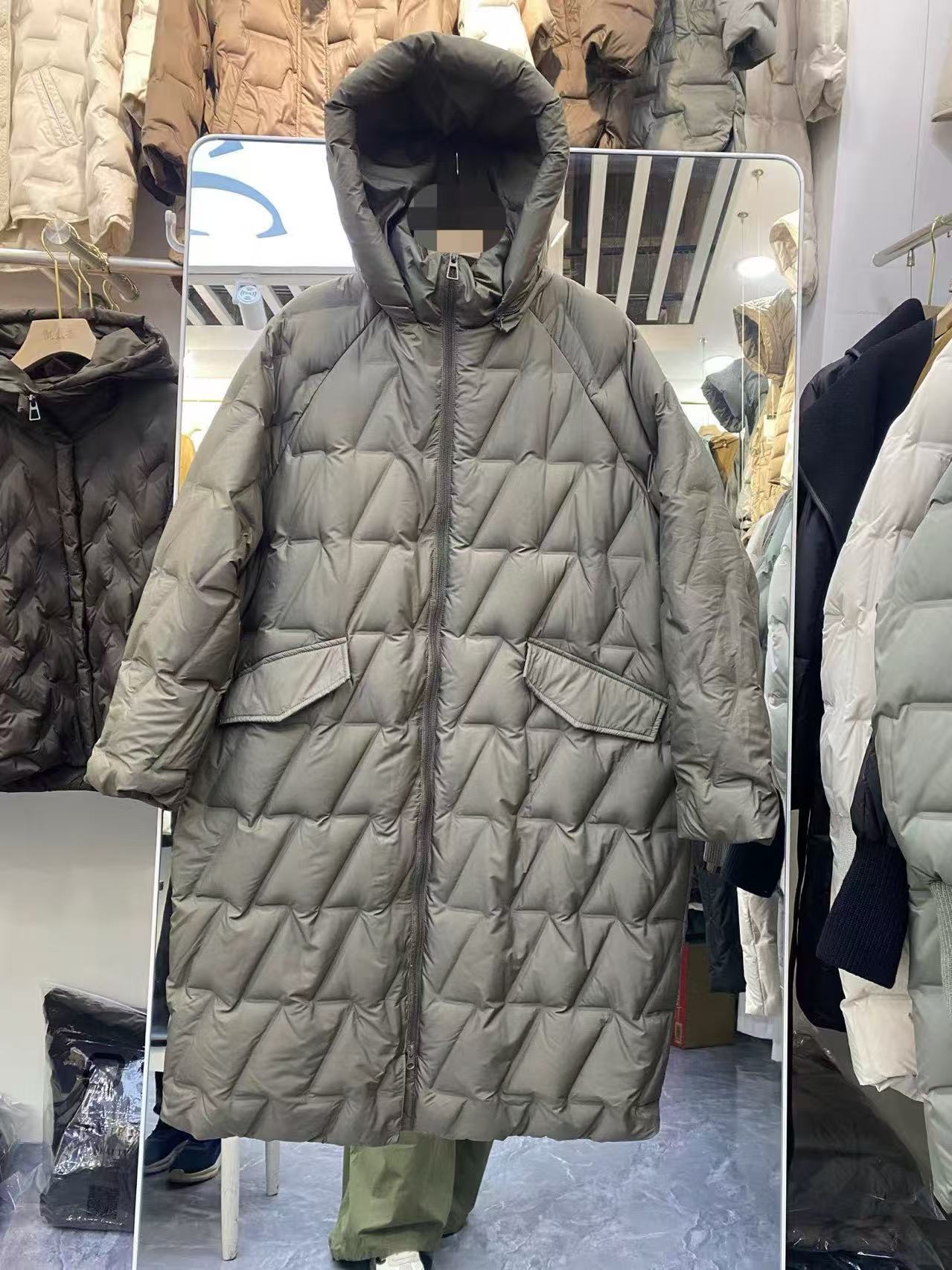 Loose Slimming Cocoon Shaped Handsome Long Lightweight Warm White Jackets