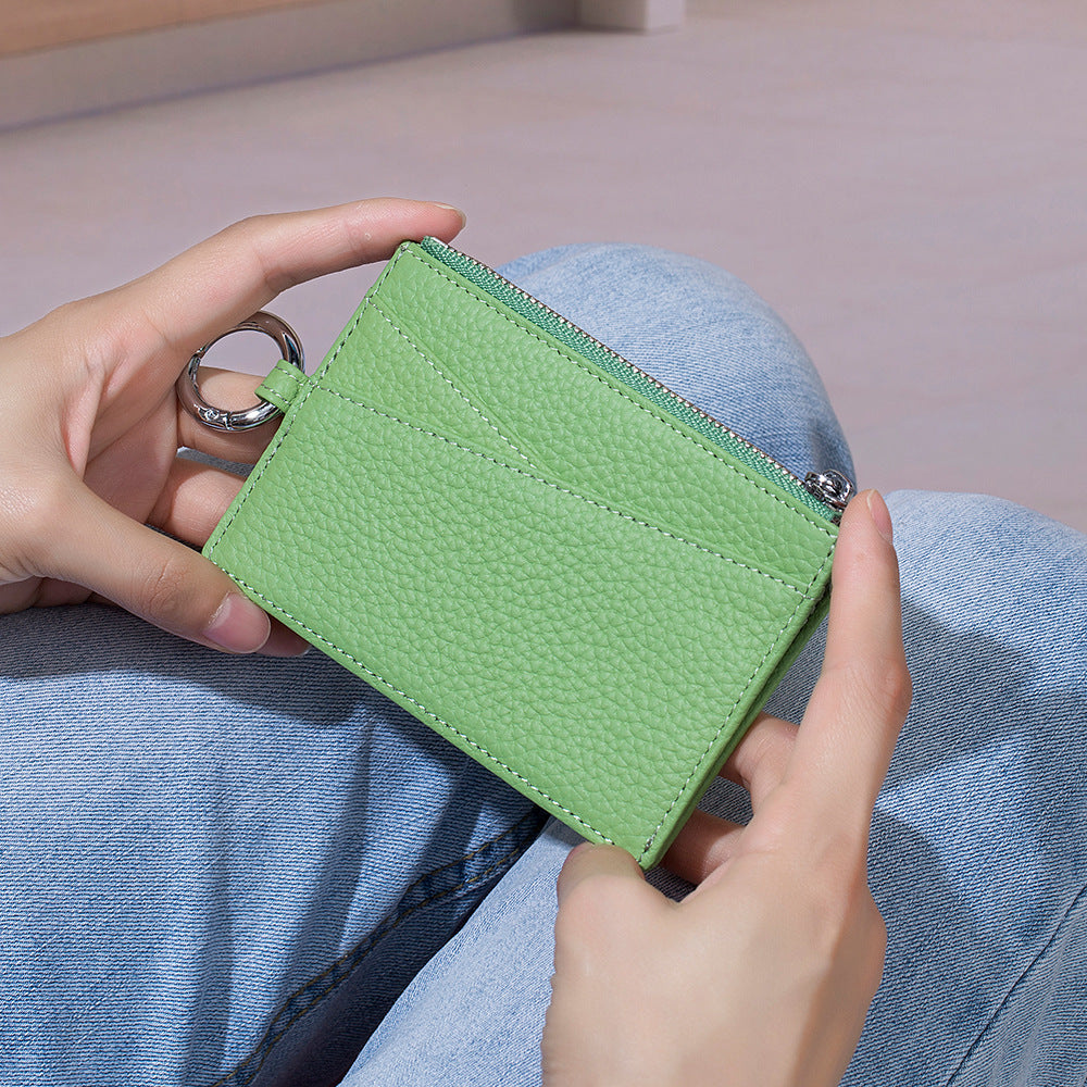 Women's Genuine Leather Exquisite Zipper License Mini Bags