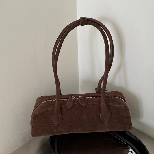 Women's Minority Genuine Leather Sausage Vintage Underarm Baguette Shoulder Bags