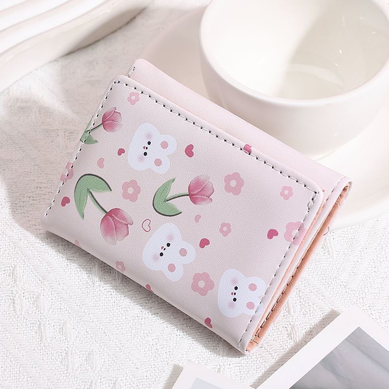 Women's Rabbit Tulip Off Short Style Cute Ladies Wallets