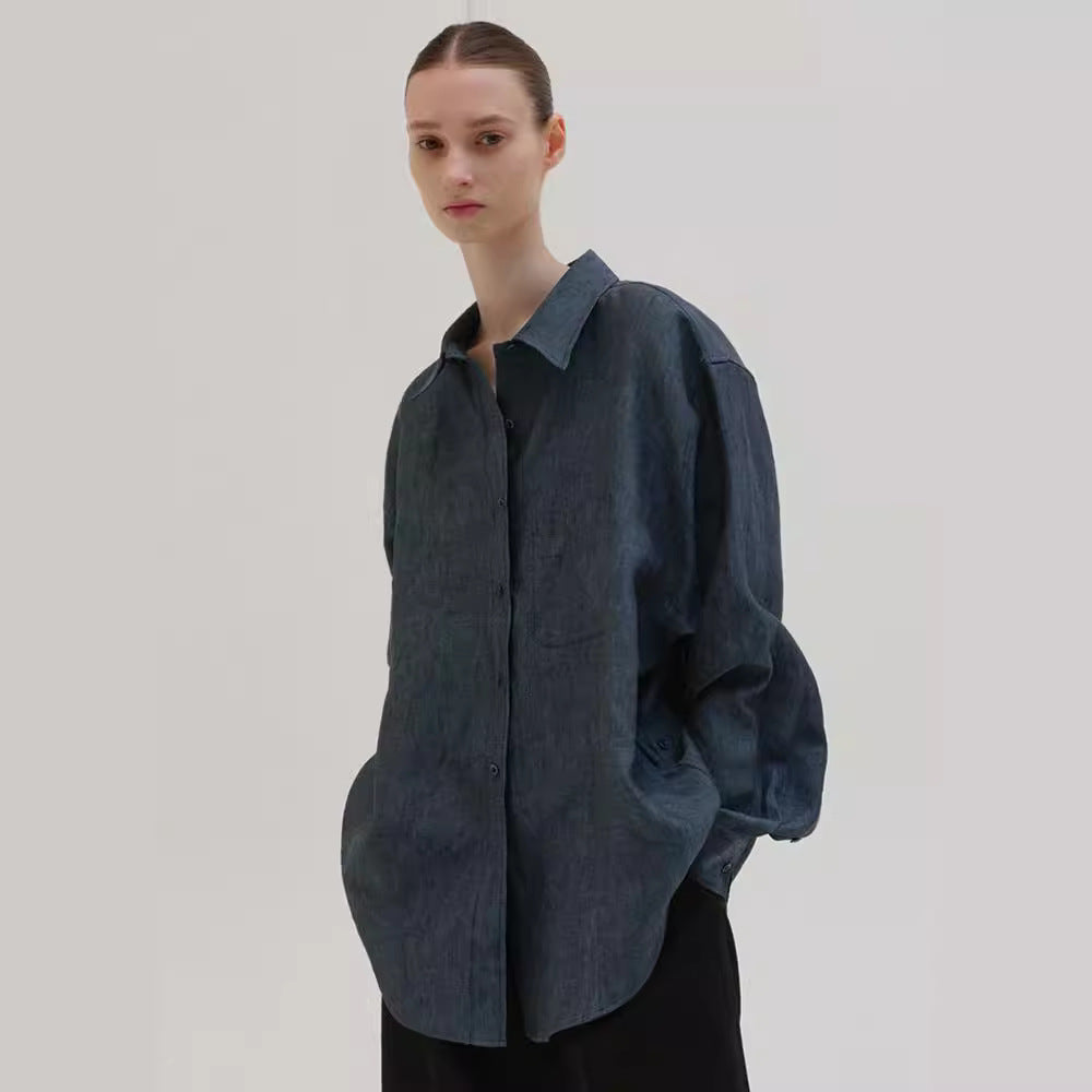 Women's High Round Breathable Texture Niche Basic Blouses