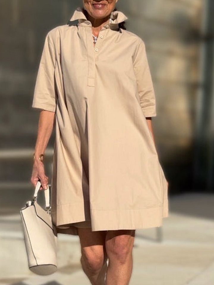 Women's Patchwork Contrast Color Casual Temperament Cotton Dress