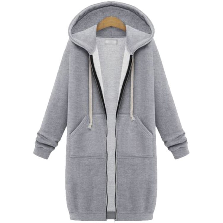 Women's Fleece Pullover Long Hooded Sleeve Mid-length Women's Sweater, Sweater