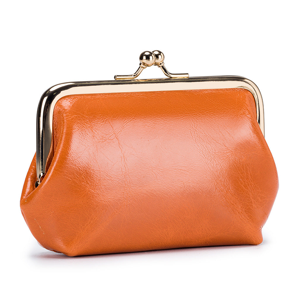 Women's Retro Expanding Leather Mini Clip Oil Card Holder