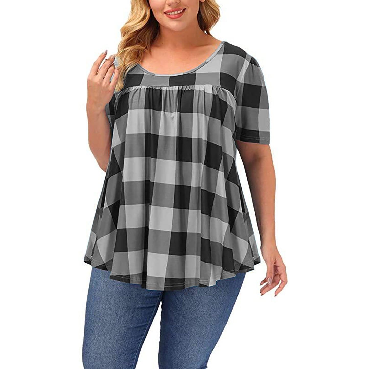 Women's Summer Sleeve Round Neck Loose Printed Women's T-shirt