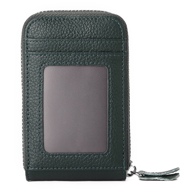 Fashion Solid Color Lychee Pattern Male Card Holder