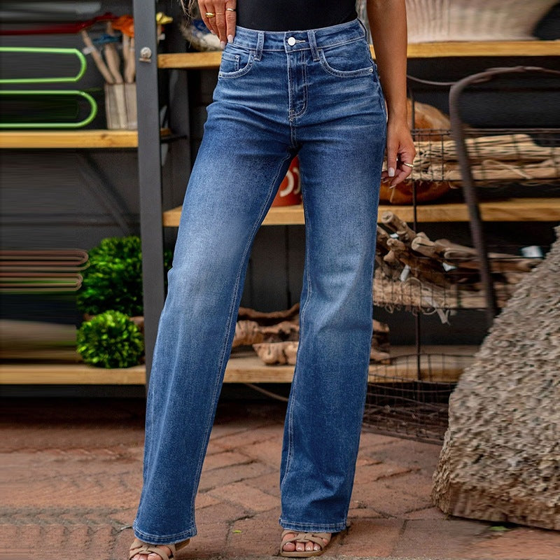 Women's Straight Narrow Summer High Slimming Small Sized Jeans