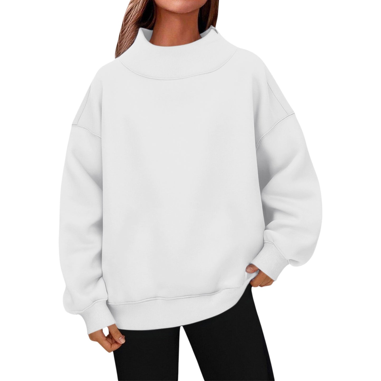 Women's Long-sleeved Turtleneck Pullover Sweatshirt Casual Veet Women's Sweater, Sweater