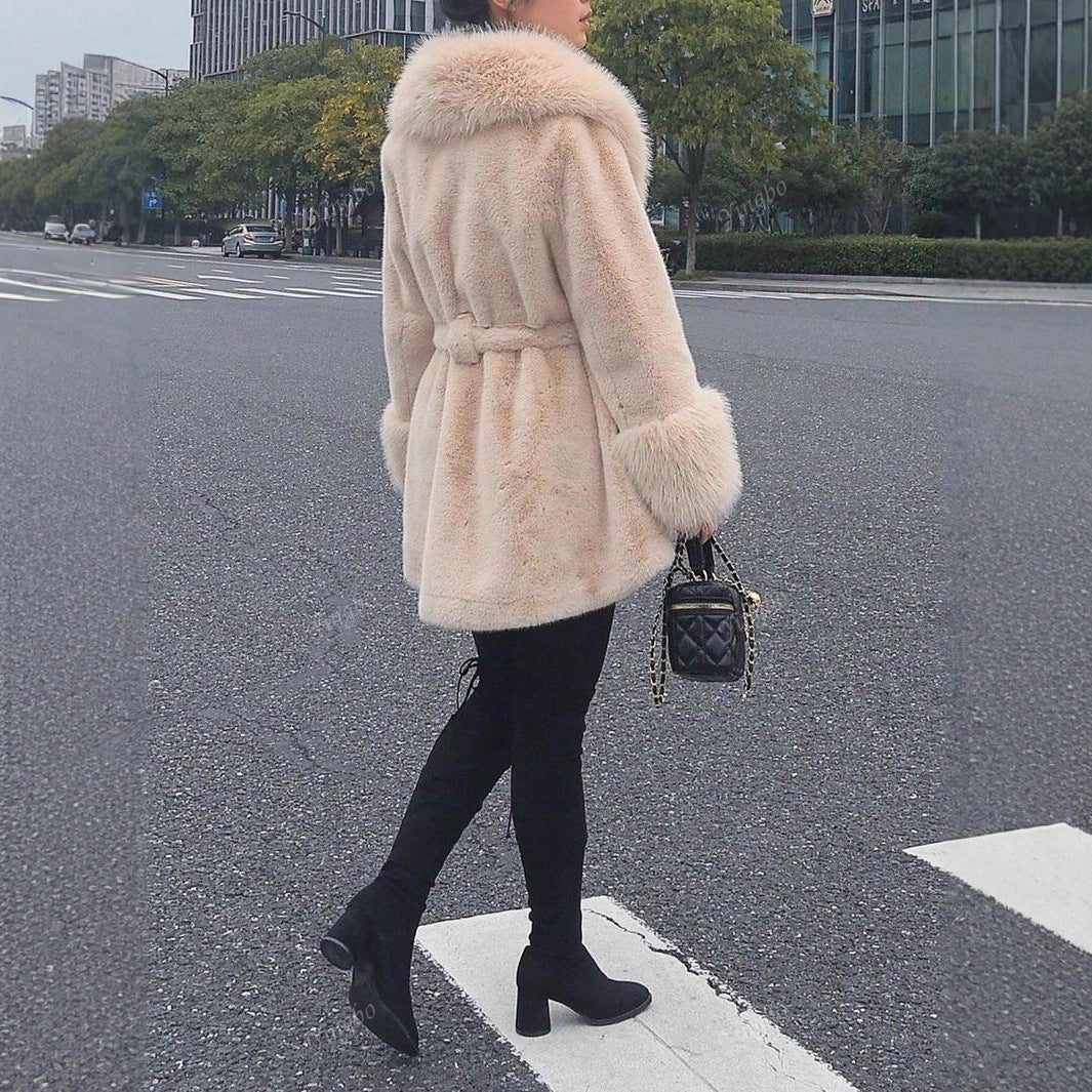 Women's Fur Faux Mid-length Big Collar Fashion Coats