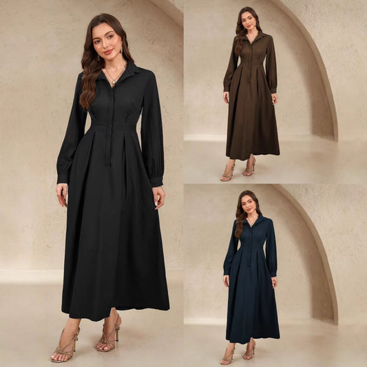Women's Sleeve Fashion Elegant Big Hem Business Dress