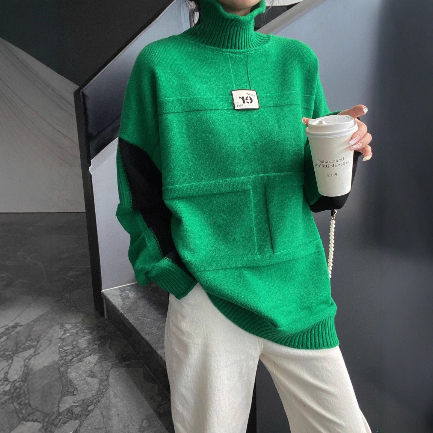 Pullover Loose Two-sided Wear Idle Style Large Version Outer Sweaters