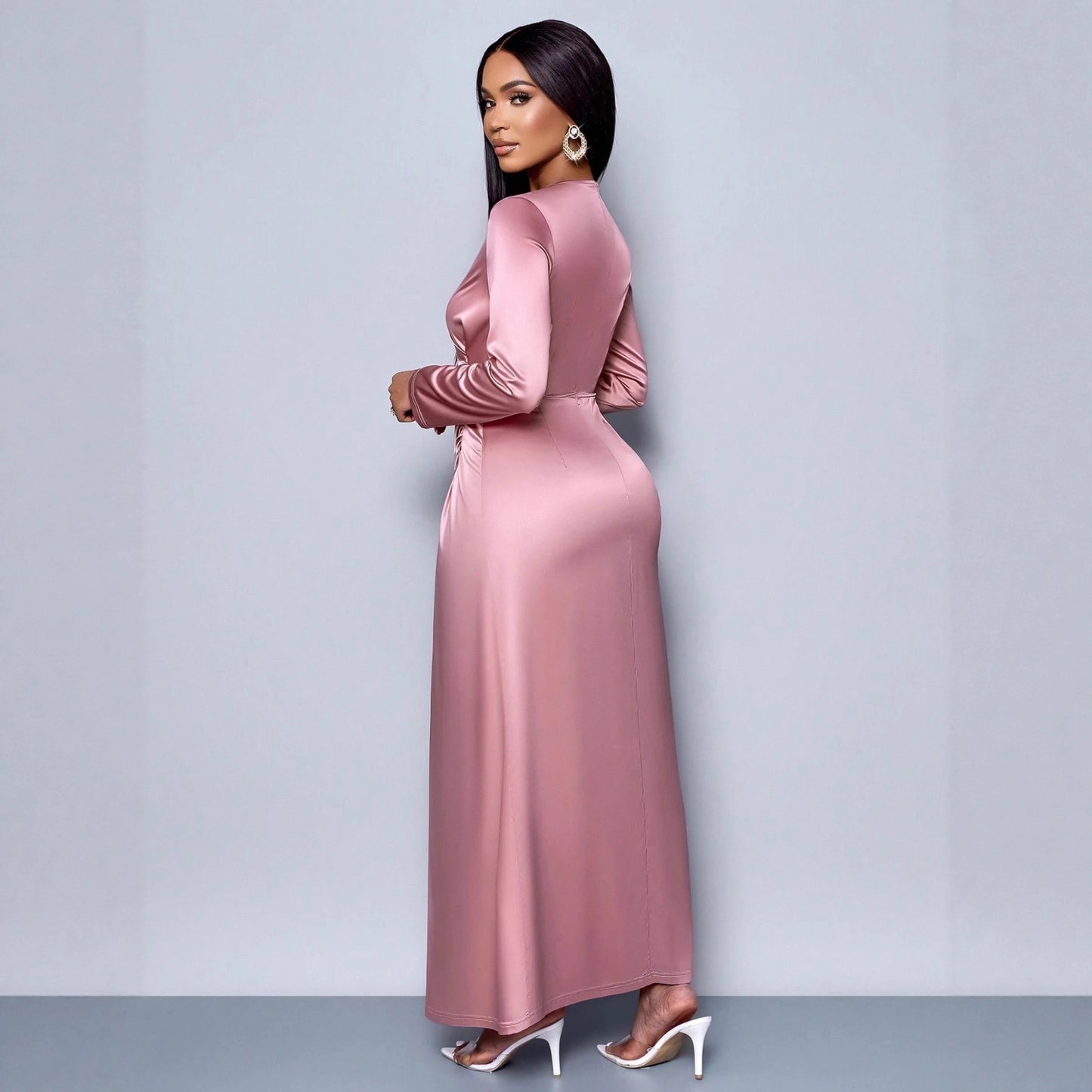 Solid Color High-grade Satin Dress Fashion Elegant Dresses