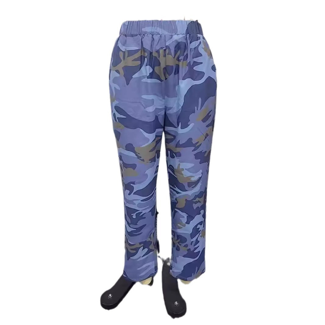 Elegant Summer Casual Loose Camouflage Irregular Suits