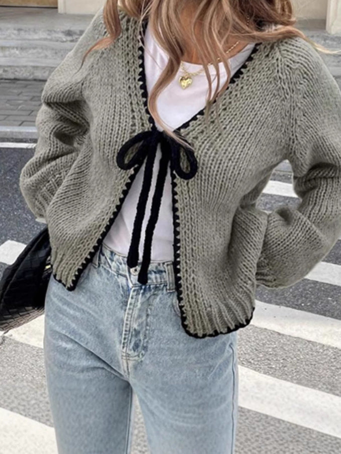 Women's Knitted Solid Color Loose Long Sleeves Knitwear
