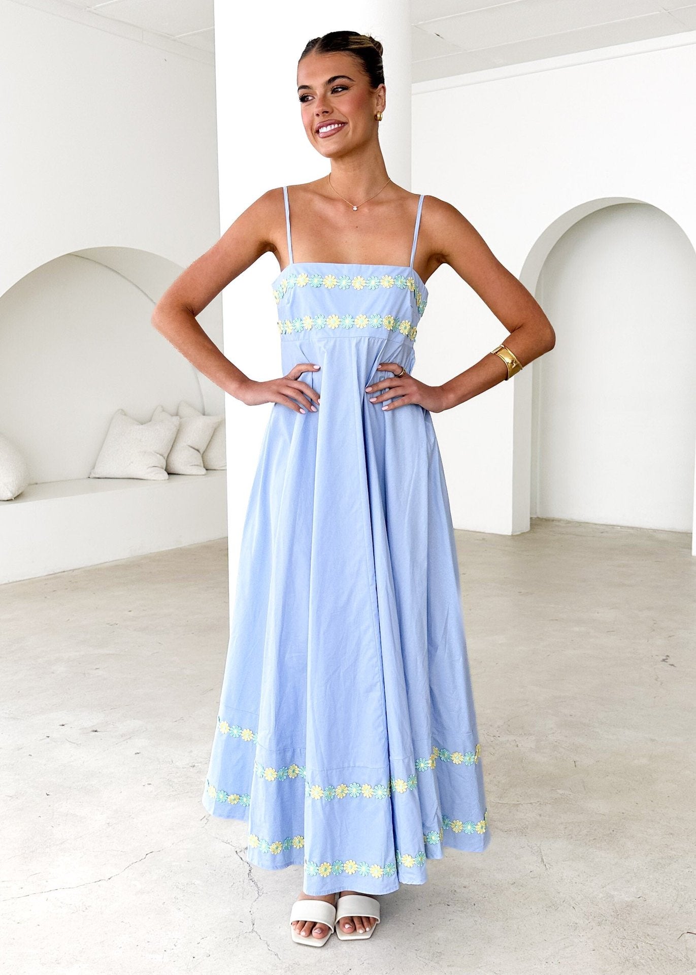 Women's Beautiful Suspender Dress Printed Long Dresses