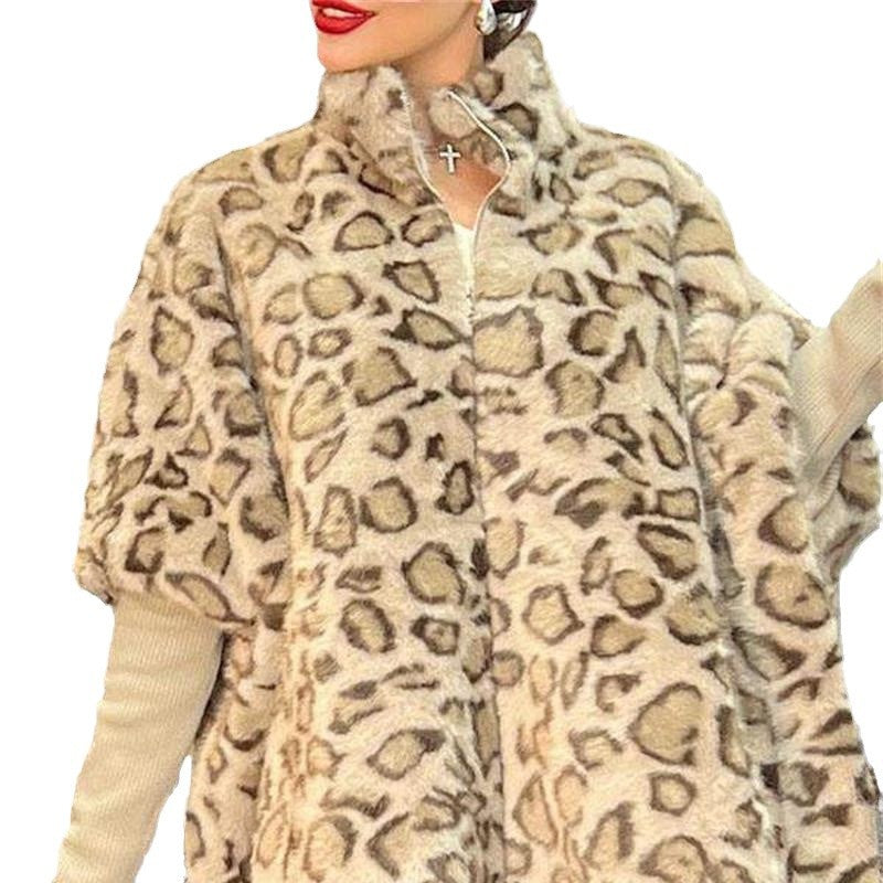 Women's Leopard Print Imitation Fur Winter Slimming Coats