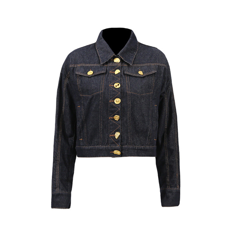 Design Denim Long-sleeved Single-breasted Line Advanced Jackets
