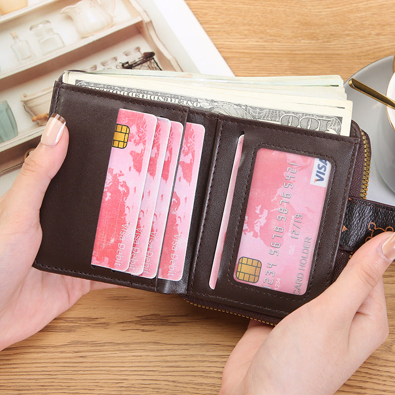 Women's Short Zipper Graceful Expanding Clutch Fashion Ladies Wallets