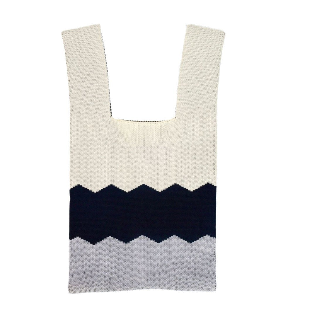 Knitted Color Vest Versatile Matching Portable Tote Bags