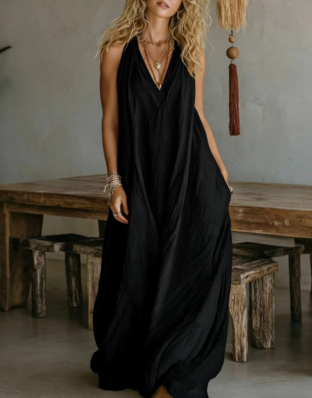 Women's Casual Sleeveless Loose Pockets Cotton Linen Jumpsuits
