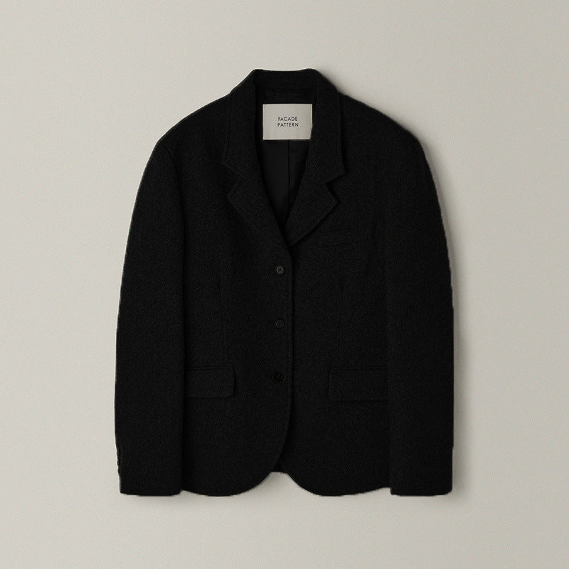 Women's Solid Color Wool Korean Commuter Advanced Blazers