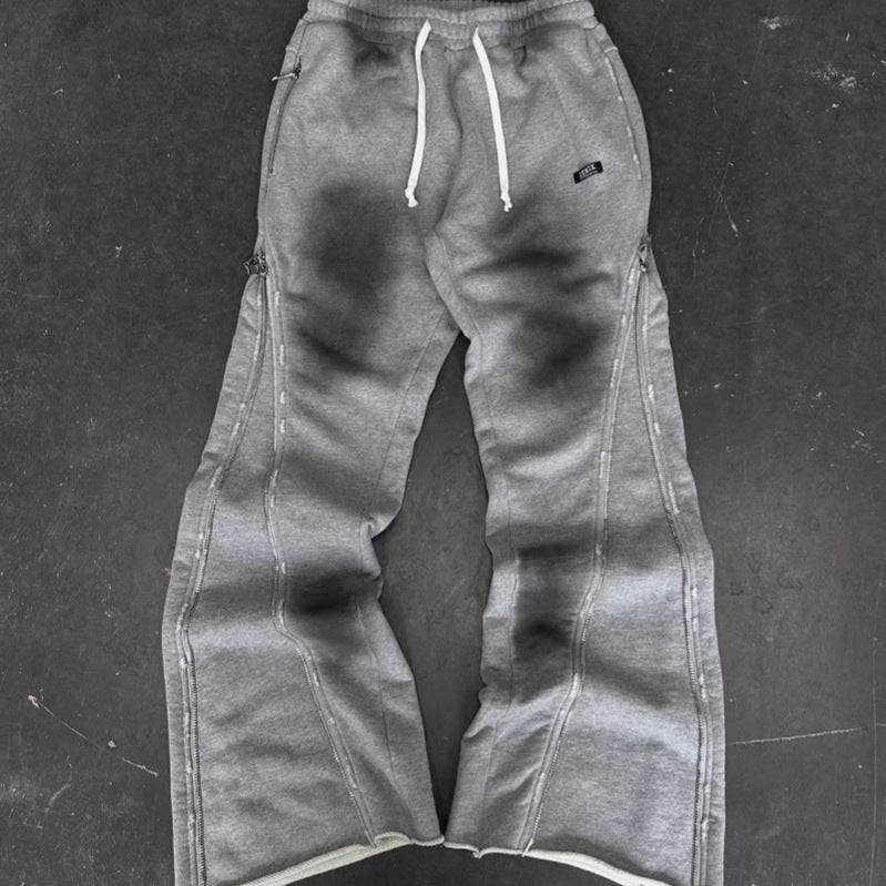 Trousers Knitted Zipper Design Street Style Minority Pants
