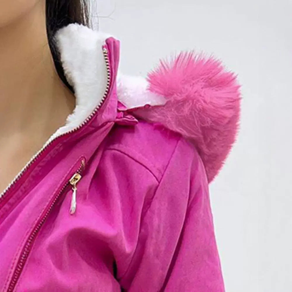 Red Work Clothes Patch Pocket Casual Veet Lining Coats