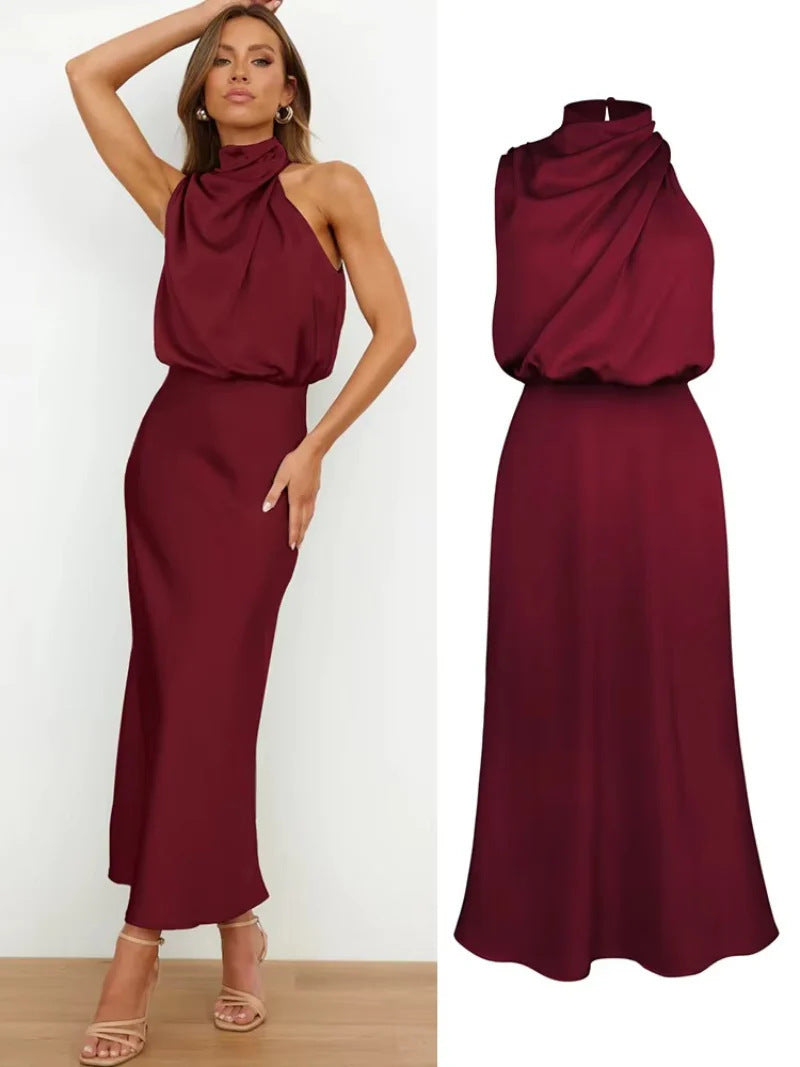 Premium Satin Sleeveless Fashion Elegant Graceful Dress