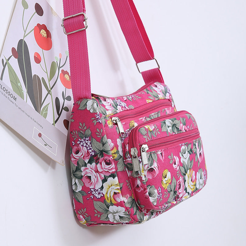 Women's Canvas Printing Mother Large Capacity Leisure Crossbody Bags