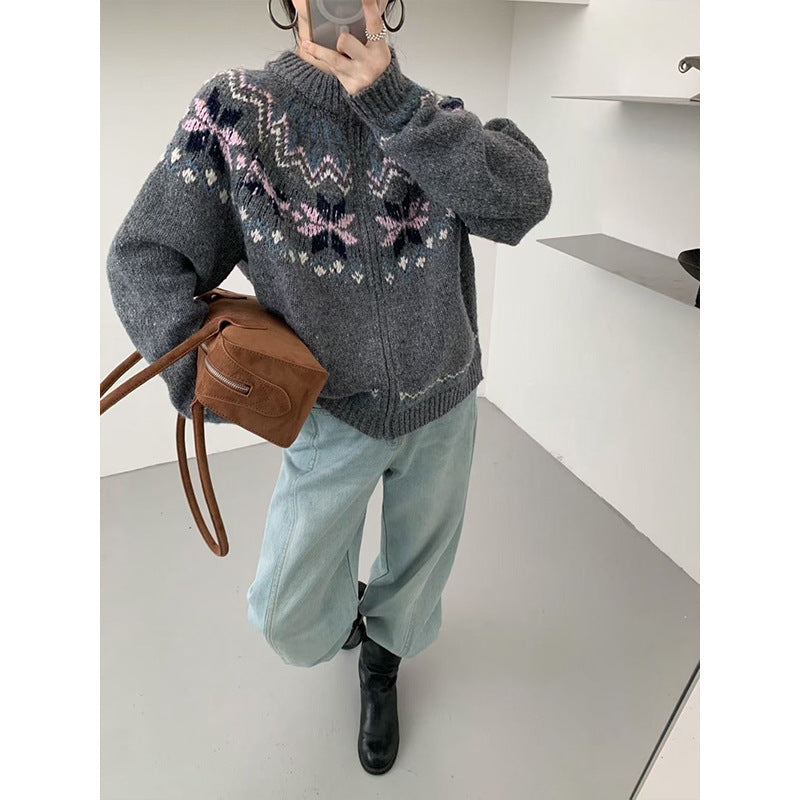 Women's High-grade Soft Glutinous Idle Style Half Knitwear