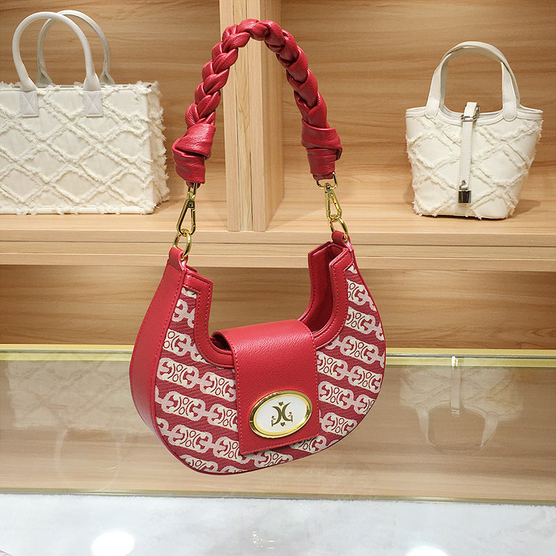 Twist Weave Crescent Autumn Niche Printed Armpit Bags