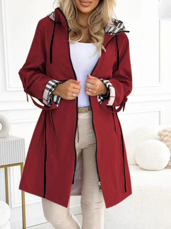 Graceful Innovative Glamorous Hooded Plaid Casual Jackets