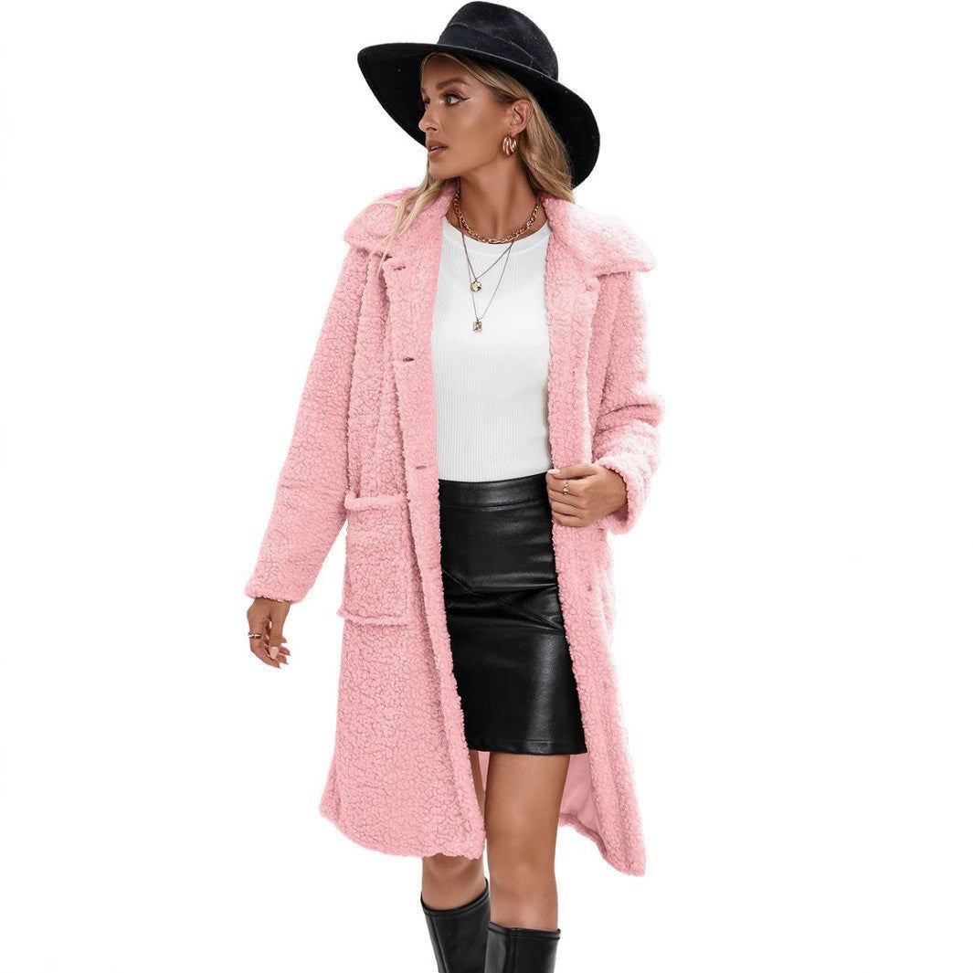Women's Plush Thickened Single-breasted Lamb Wool Coats