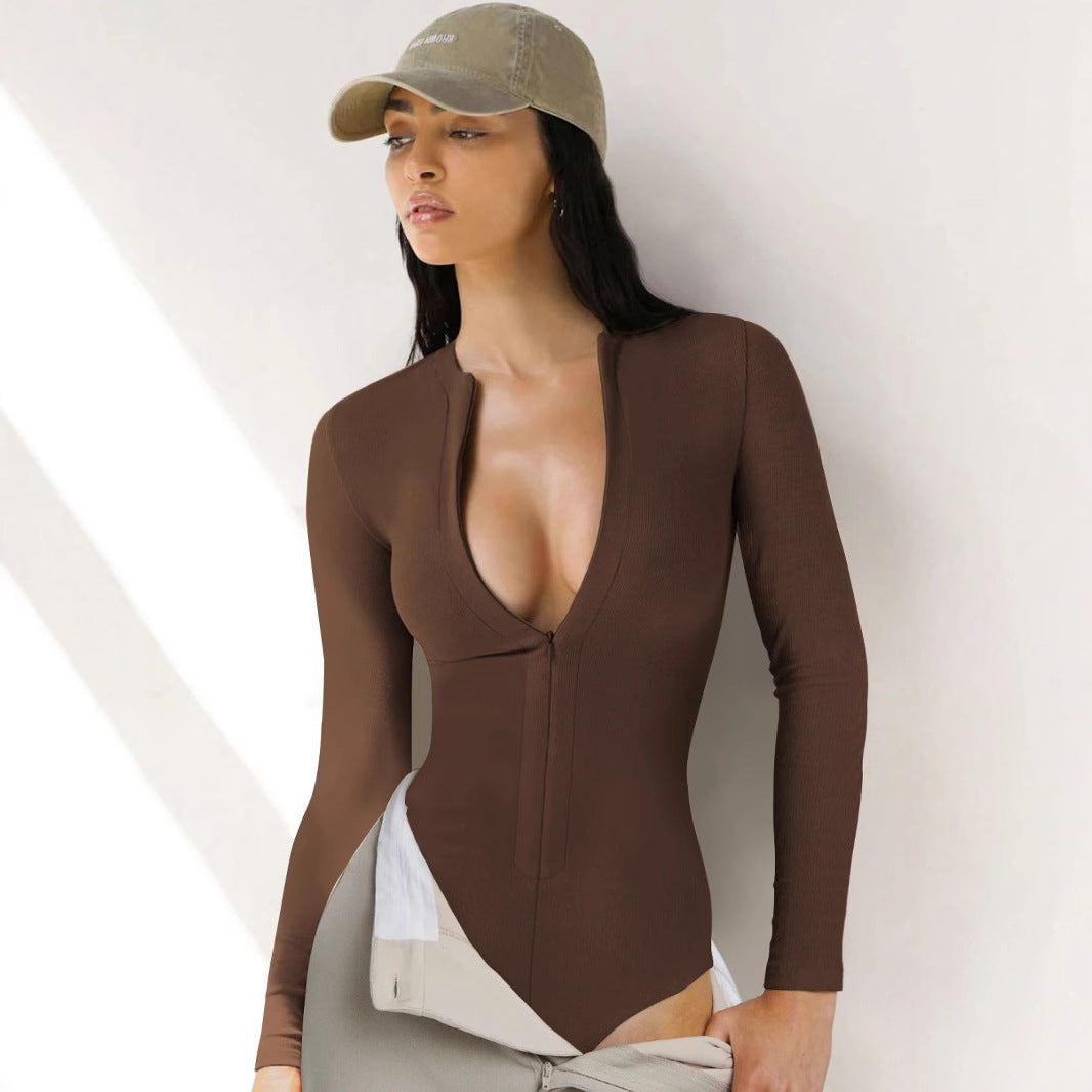 Women's Classy Skinny Knitted Versatile Zipper Jumpsuits
