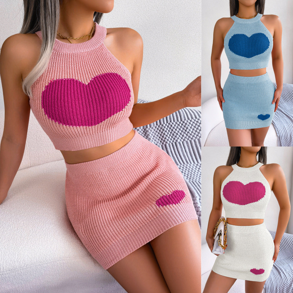 Women's Clearance Love Contrast Color Hip Fashion Casual Suit