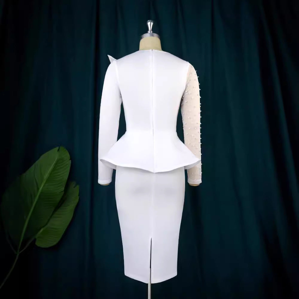 Cutting Piece Stitching Dress Beaded High Dresses