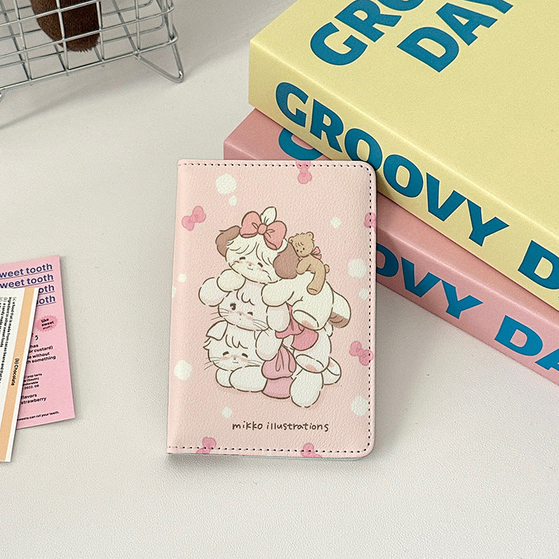 Cute Leather Overseas Passport Cover Storage Card Holder