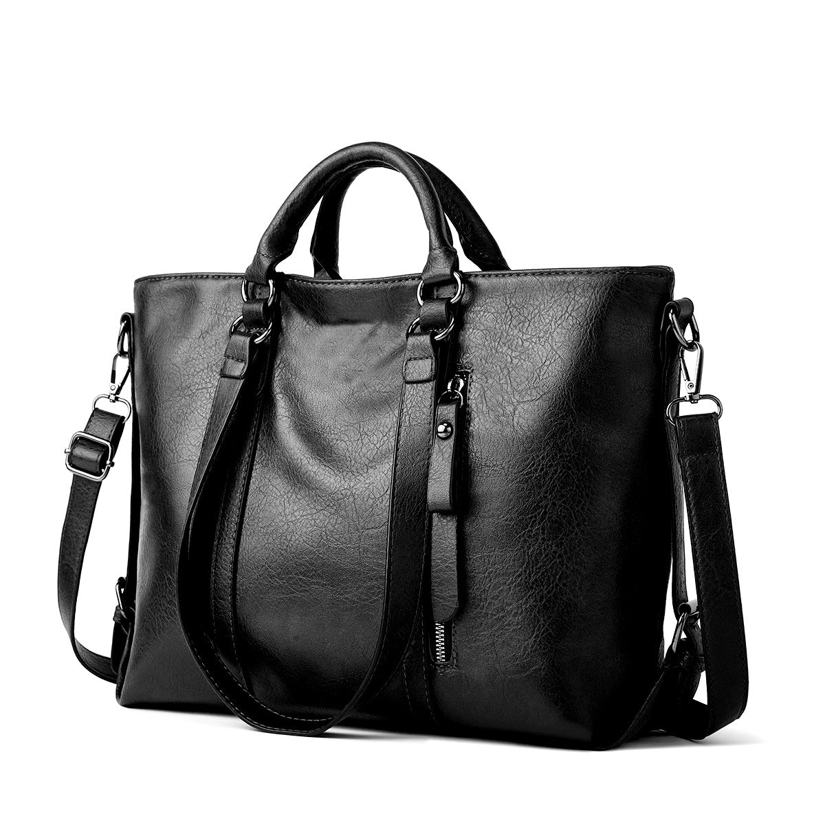 Women's Retro Oil Wax Skin Autumn Portable Tote Bags