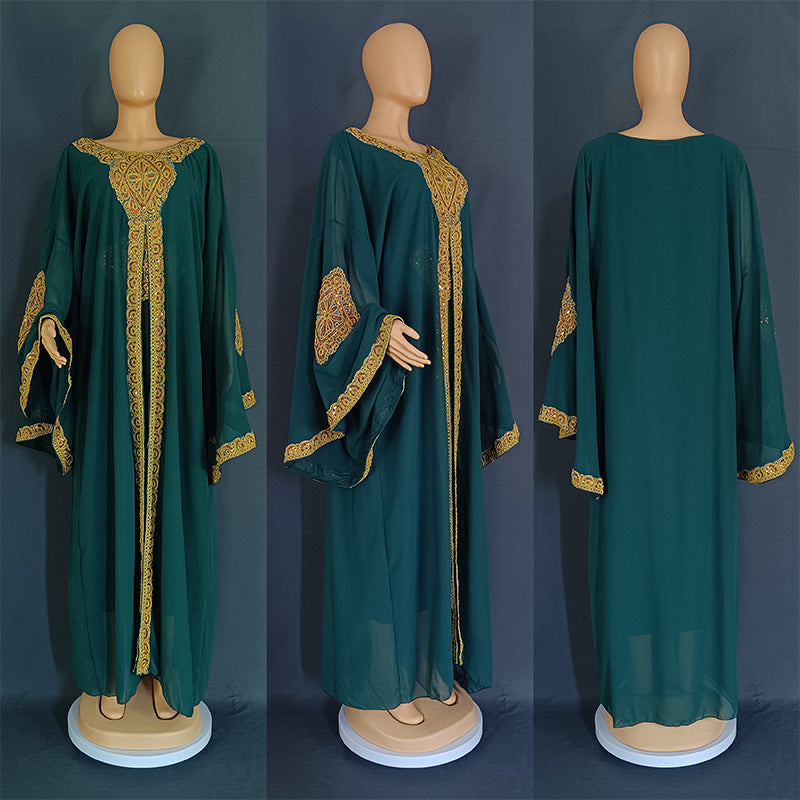 Malay Bell Sleeve Thorn Robe Embroidered Dresses