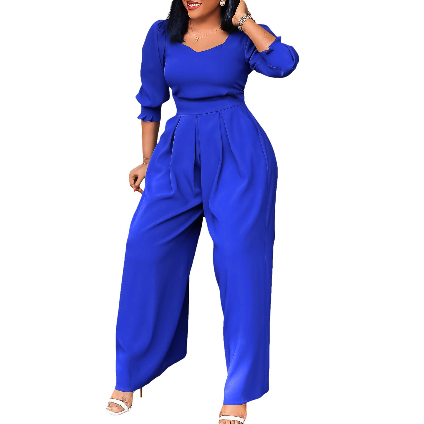 Women's Winter Long Sleeve Solid Color Loose Wide Pants