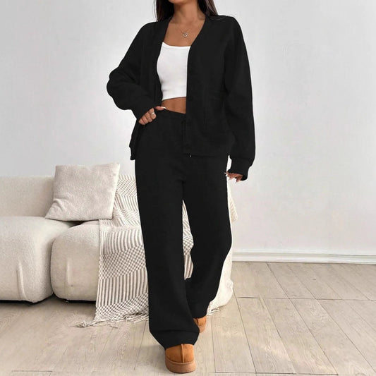 Women's Pocket Sweatshirt Button Casual Solid Color Suits