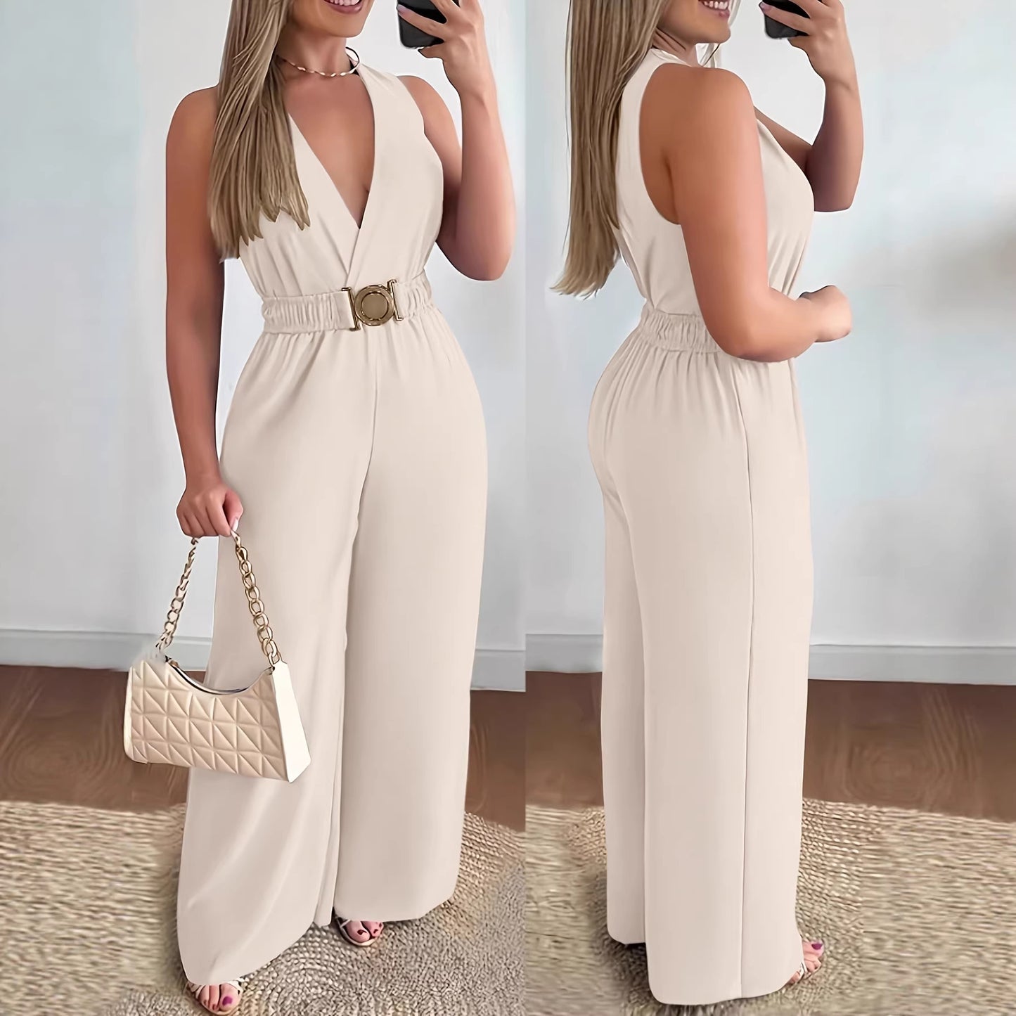 Sleeveless Sexy Wide Leg Slimming Fashion Jumpsuits