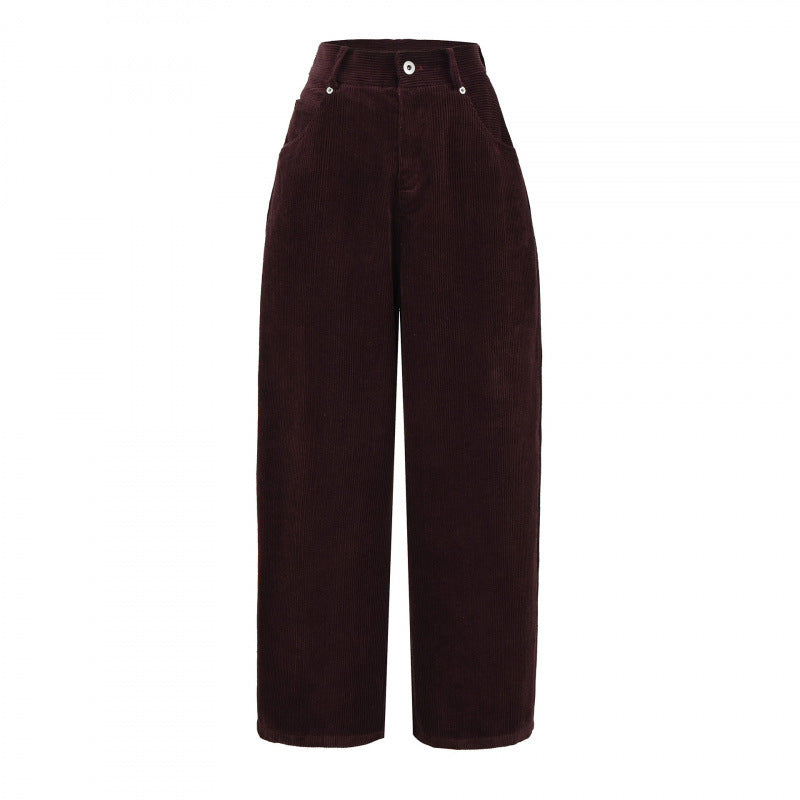 Women's Fleece-lined Thick Corduroy High Waist Slimming Loose Pants