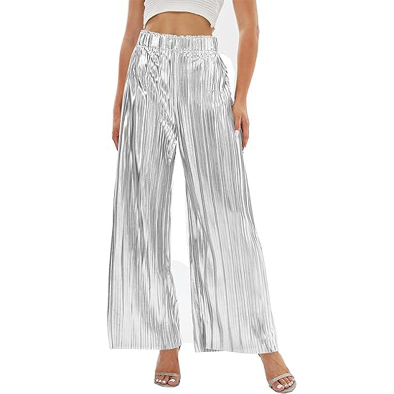 Women's Pleated Trousers Fashion High Waist Casual Club Pants