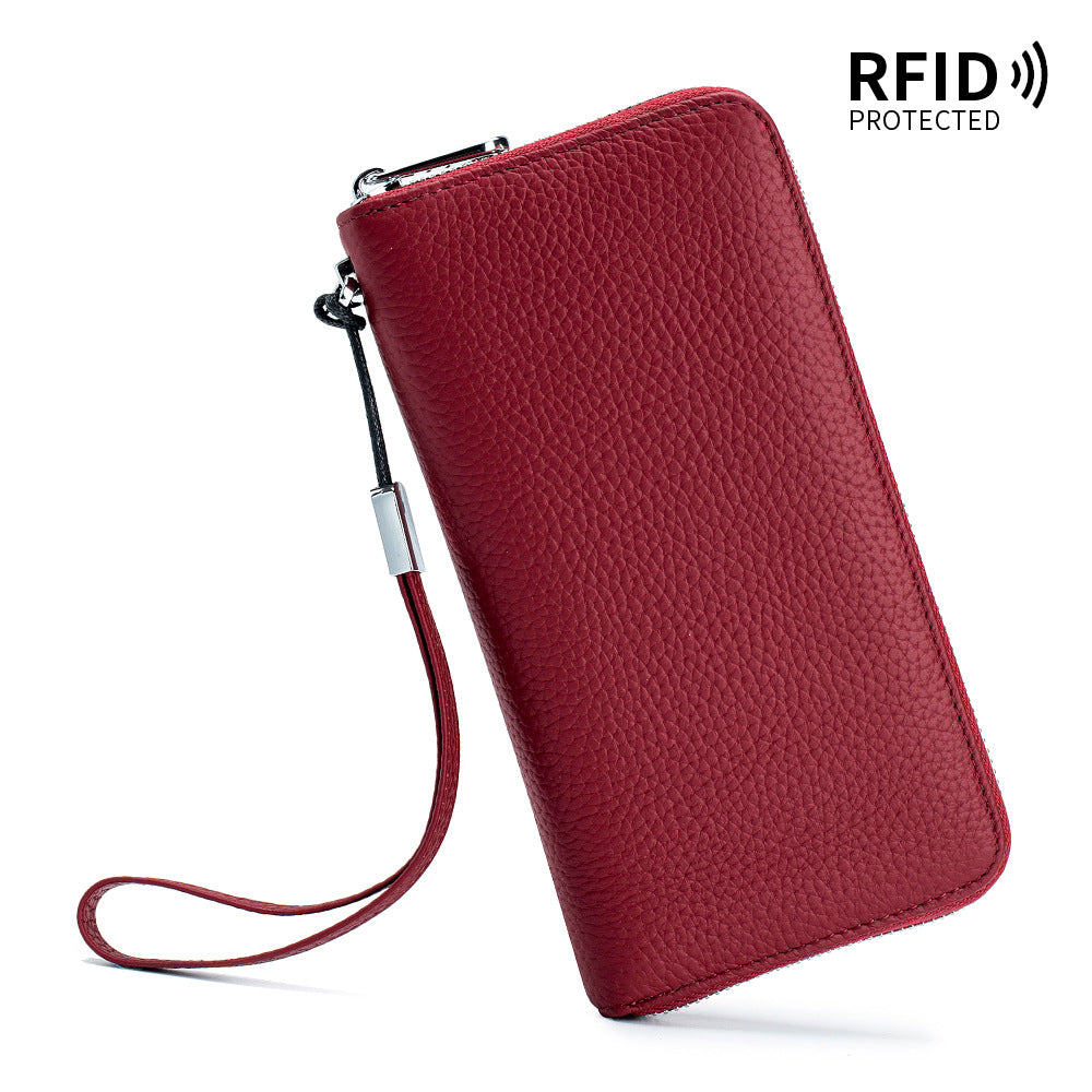 Women's Large Capacity Leather Swiping Soft First Ladies Wallets