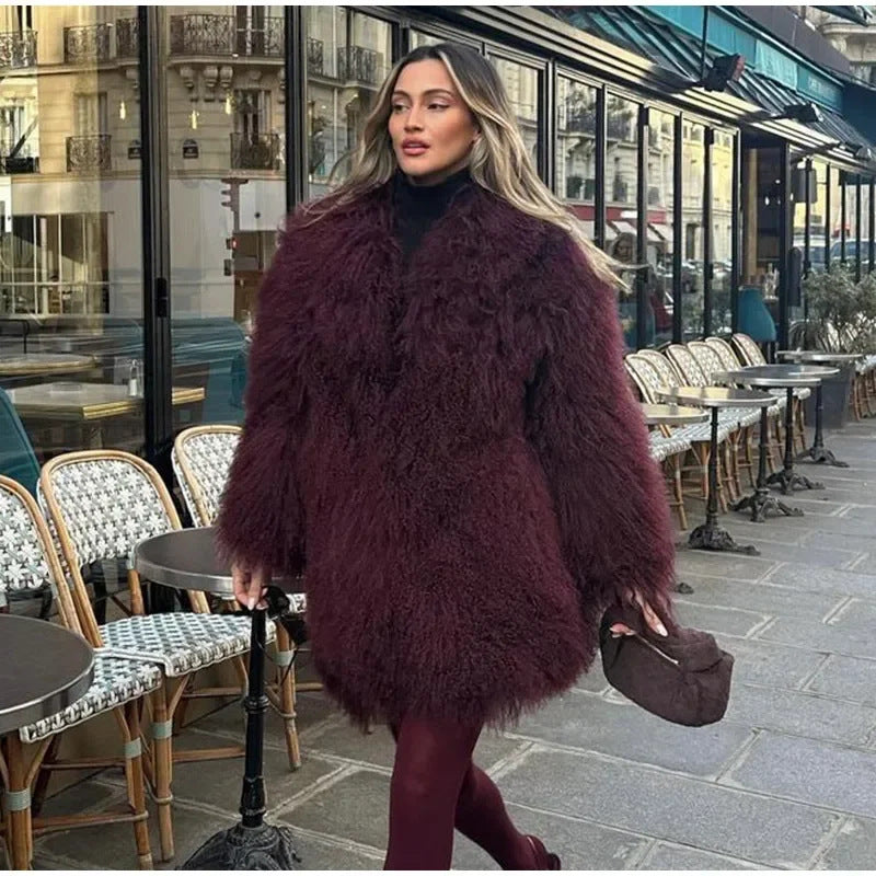 Women's Durable Artificial Fur Effect Large Coats