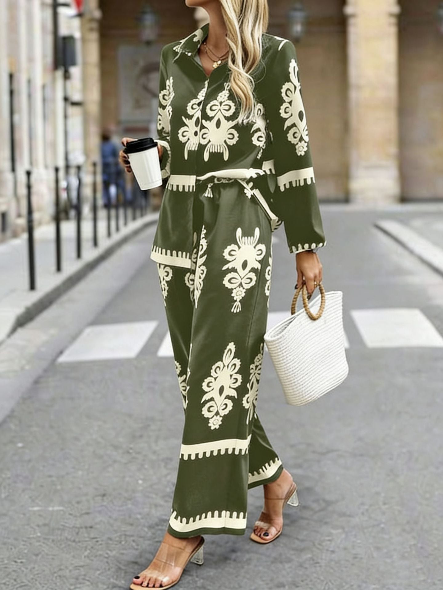 Women's Wear Style Printed Loose Trousers Two Fashion Casual Suit