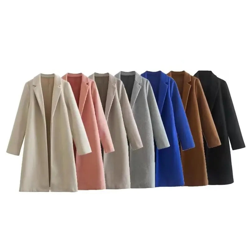 Women's Solid Color Simple Loose Temperament Woolen Coats