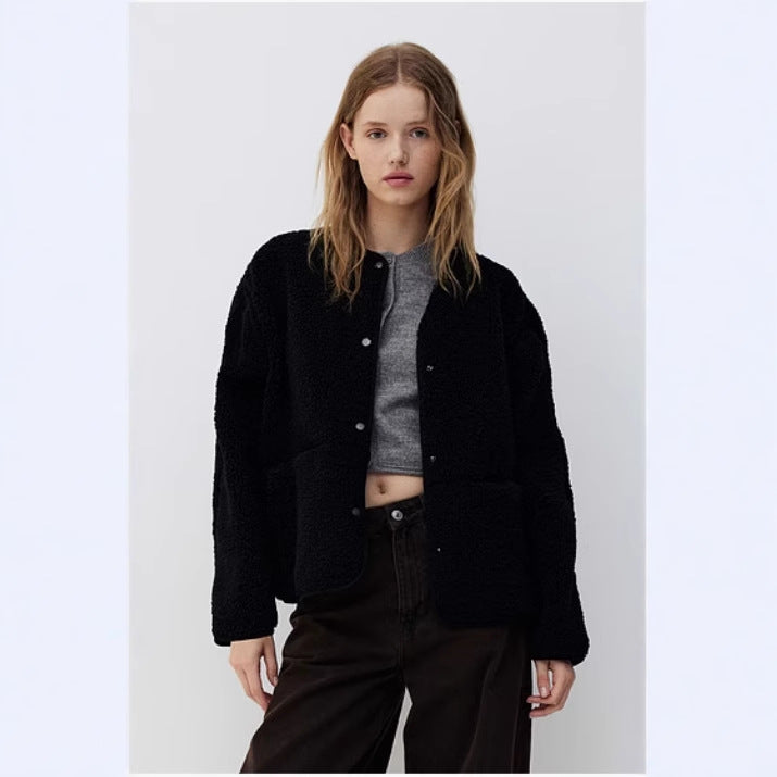 Women's Crew Neck Casual Comfortable Solid Color Coats